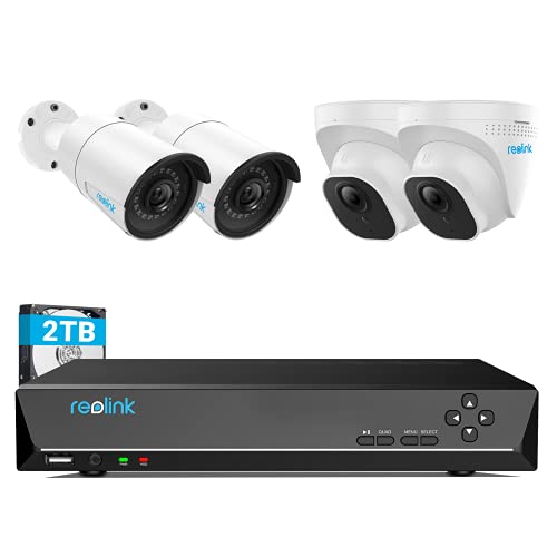 Hot Deals REOLINK 8CH 5MP Home Security Camera System, 4pcs Wired 5MP Outdoor PoE IP Cameras, 4K 8CH NVR with 2TB HDD for 24-7 Recording, RLK8-520B2D2