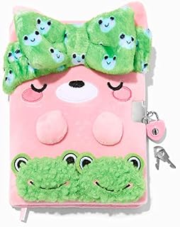 Claire's Sleepy Cat Kids Secret Diary with Lock & 2 Keys Cute Fluffy Plush Journal Girls Notebook Ribbon Bookmark Ruled Paper Ideal for Children's Writing Practice