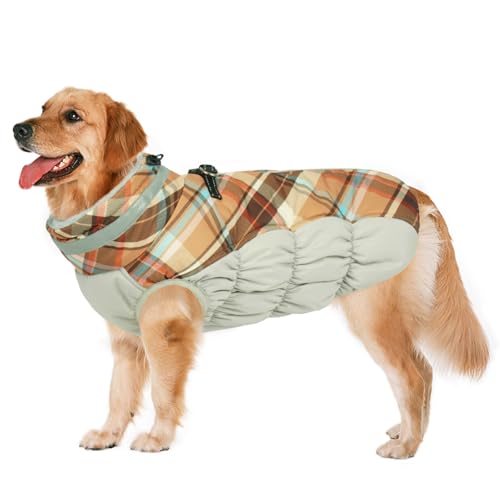 Image of Lelepet Dog Winter Coat Dog Coats for Extra Large Dogs Waterproof Jacket | Reflective Cold Weather Coats with Harness Built in Windproof Zip-Up Winter Fleece Vest Snowsuit Great Dane 3XL