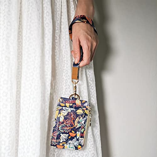 Wallet Lanyard,Lanyard Wallet,Lanyards For Id Badges,Lanyards For Id Badges For Women,Lanyard Wallet For Women,Fashion Badge Holder With Zipper（Vintage Floral） #TOP3