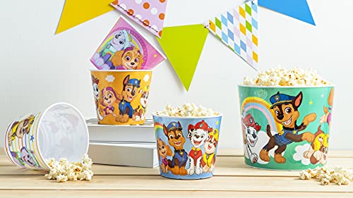 Image of Zak Designs PAW Patrol Family Reusable Popcorn Bucket Containers for Movie Night Set with Serving Container and Individual Cups, Reusable and Made From Durable Plastic (5 Pieces, Non BPA)