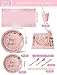Nkaiso Birthday Party Tableware, 161 Pieces Pink and Rosegold Party Supplies, Party Dinnerware Sets Include Paper Plates Napkins Cups Silverware, for Shower Engagement Parties Decoration -20 Serves