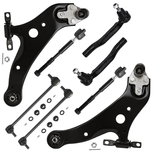 Image of Detroit Axle - 8pc Front End Kit for Toyota 2011-2020 Sienna 2 Lower Control Arms with Ball Joints 4 Inner Outer Tie Rods 2 Sway Bar Links 2012 2013 2014 2015 2016 2017 2018 2019 Replacement