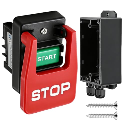 Interruptor de seguridad, interruptor de emergencia, 230 V, 20 A, IP54, resistente al agua, interruptor de voltaje cero, interruptor monofásico de apagado para mesas de fresado, sierras circulares de