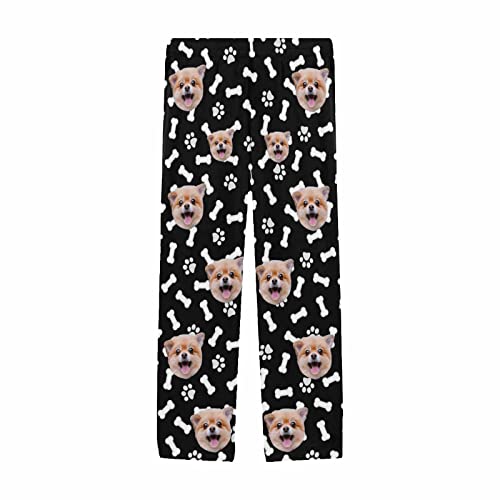 Personalized Photo Face Pajama Pants for Men Custom Dog Paws Bones Pajama Sleepwear Bottoms with Pockets3