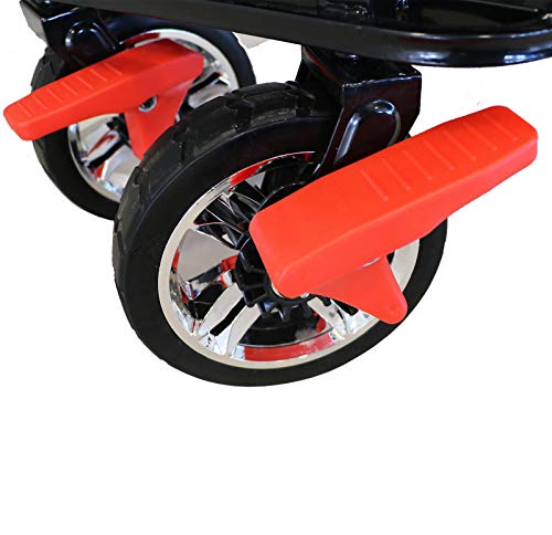 DMS Faltbarer Bollerwagen mit Dach | klappbarer Handwagen/Transportwagen | Vollgummi-Reifen | inkl. Anschallsystem für Kinder | mit Tragetasche und Bremssystemen – Bild 7