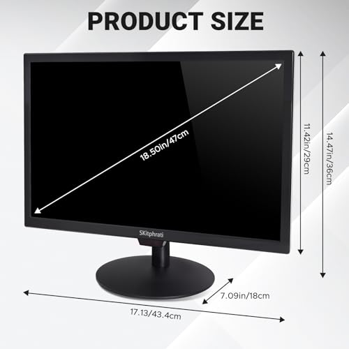 Image of SKitphrati 19 inch HD 1440x900 PC Monitor, 60Hz 5ms LED Screen Computer Monitor with HDMI /VGA /AV /BNC /USB, Built-in Speakers, VESA Mount, for Laptop PC Desktop Office Home Use