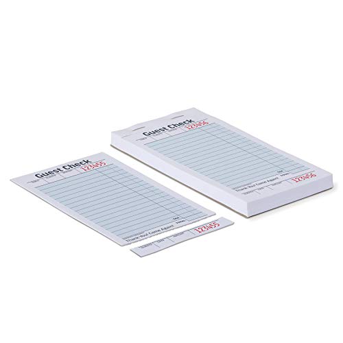 image for AmazonCommercial Guest Check Pads, Single Part, Perforated, White, 3-2