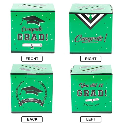 Image of Graduation Card Box 2026 Green Graduation Party Decorations Graduations Card Box Holder Foldable Congrat Grad Cards Gift Boxes 2026 Graduations Decoration for Class of Graduate Party Supplies Favor