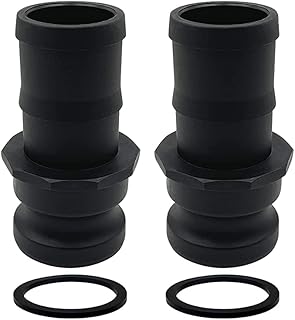 BITOTU 2PCS Camlock Fittings Poly Plastic E-200 2" Type E Standard Couplings Cam lock Fittings Polypropylene Cam Groove Fitting Male Camlock with a Hose Shank (2 inch, Type E)