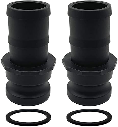 Bitotu 2Pcs Camlock Fittings Poly Plastic E-200 2" Type E Standard Couplings Cam Lock Fittings Polypropylene Cam Groove Fitting Male Camlock With A Hose Shank (2 Inch, Type E) #TOP12