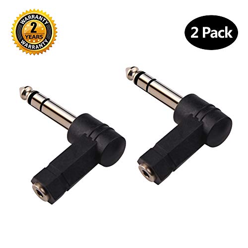 Oxsubor Adaptador de ángulo derecho de 3,5 mm TRS a conector adaptador de audio estéreo de 6,35 mm macho a 3,5 mm hembra de 90 grados