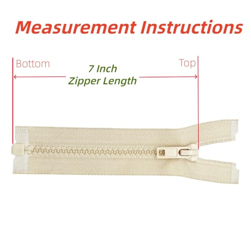 Image of YaHoGa 2PCS #5 7 inch Separating Jacket Zippers for Sewing Coats Jacket Zipper Replacement Plastic Zippers Bulk (7 inch Beige)