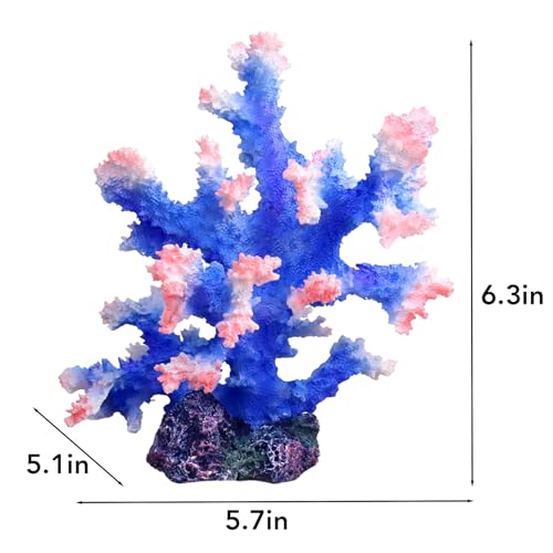 Image of Premium Coral Reef Ornament - Lifelike Artificial Coral Decor for Saltwater & Freshwater Aquariums | Hand-Painted Blue, Aquarium-Safe Polyresin (5.7 inchx5.1 inchx6.3 inch)