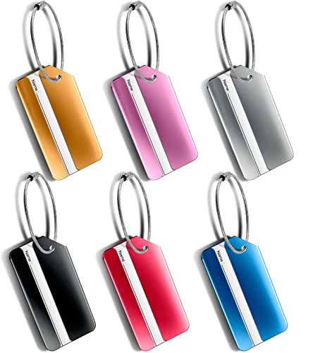 Gepäckanhänger Kofferanhänger, Kofferanhänger mit Adressschild, Aluminium Gepäckanhänger Kofferanhänger, Wasserdichte PVC Gepäck Handtasche Tag (6 Stück) (Classic Style) Cover
