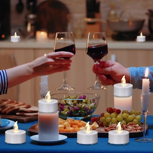 Image of Tea Lights Candles Battery Operated with Remote Control, 12Pcs Flickering Flameless Candle with Timer, Long Lasting 400+ Hours Led Electric Candle for Home Decor, Wedding, Party (WarmWhite)