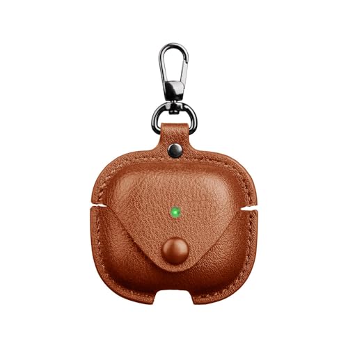 YQGFashbf for Airpods 4 Case Leather with Keychain Stylish Retro Leather Wireless Charging Protective Headphone Case Cover for Apple Airpods 4th Generation 2024 Front LED Visible (Brown)