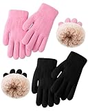Chuarry 2 Pairs Kids Fleece Lined Gloves Winter Thick Warm Thermal Cable Knit Gloves for 6-10 Years Boys...