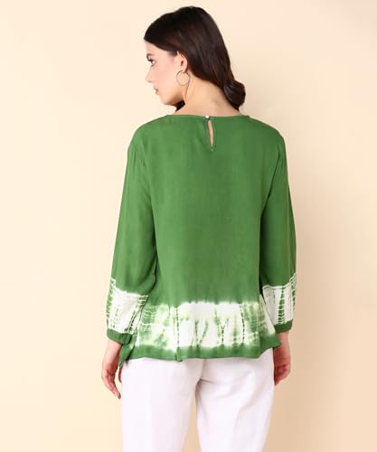 Image of Maaesa Pink Split Tie Dyed Rayon Staple Top