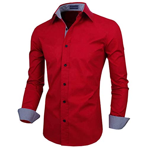 Image of Zombom Men's Solid Cotton Blend Regular Fit Full Sleeve Collared Neck Casual Shirt for Men