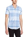 Calvin Klein Men's Yarn Dye Large Scale Check Short Sleeve Button Down Shirt