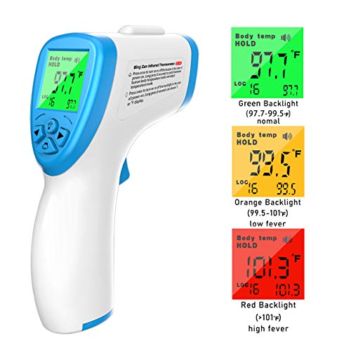 High Speed Non-Contact Digital Thermometer Scanner Gun Forehead Thermometer for Baby Adults IR Digital Infrared Thermometer Ear with Fever Alarm