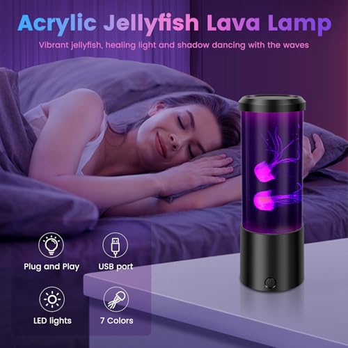 Lámpara de mesa noche LED medusa USB multicolor miniatura 6