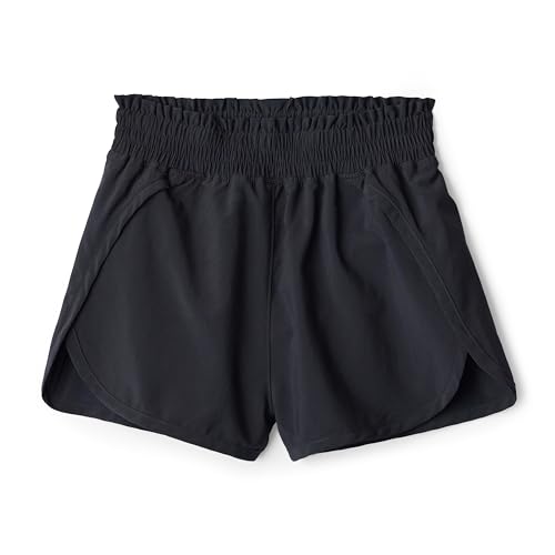 Amazon Essentials Mädchen Sportliche Stretch-Shorts mit hohem Bund und elastischem Taillenbund Schwarz 12-14 Jahre