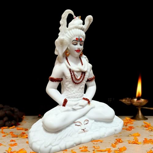 Image of Handicrated Marble Shiv ji Statue Shankar Bhagwan Murti for Home /Temple (8X4X9-Inch)