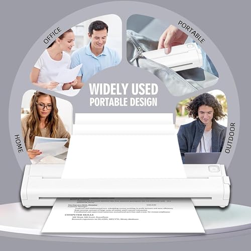 Image of Portable Inkless Printer, Wireless Bluetooth Thermal Printer with Bracket, for Laptops Phones Tablets iOS, Supports 8.5x11 Letter 2 to 8.5 Inch Thermal Paper (White)