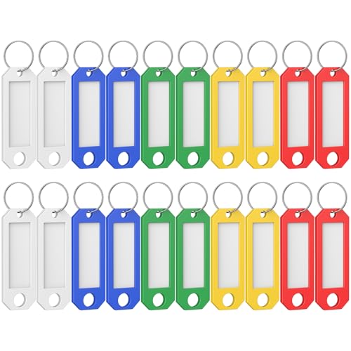 Uniclife 20 Étiquettes pour Clés, 5 Couleurs d'Étiquettes de Clés avec Labels, Étiquettes de Clés pour Porte-Clés, Identifiants de Clés en Plastique...