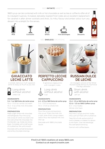 Image of 1883 Dulce De Leche Syrup for Drinks, Made in France, 1 Liter Plastic Bottle