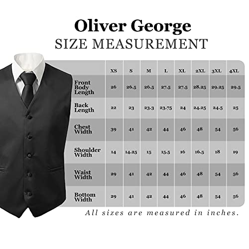 Oliver George Men's 4Pc Solid Tuxedo Vest Formal Vest Suit Vest Casual Vest Waistcoat Vest Prom Vest Wedding Vest Necktie Bowtie Handkerchief Red Medium #TOP6