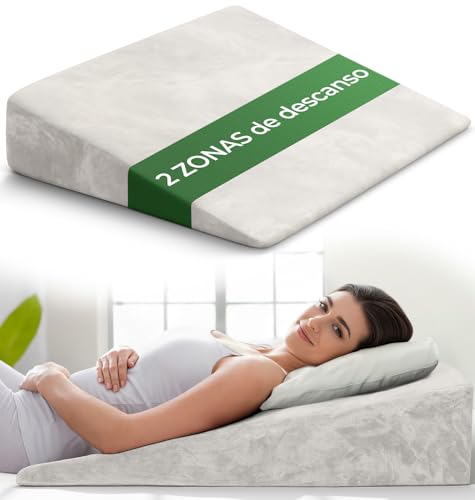 Well B4 Cojín cuña ergonómico para Cama y sofá, Almohada cuña [con 2 Zonas de reclinación], cojin Espalda, cómoda Almohada antirreflujo y cojín de Lectura para elevación del sueño o como Respaldo