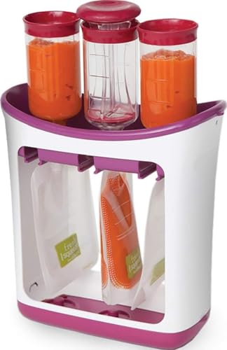 Image of Infantino Squeeze Station, Fills 3 Pouches at Once, Purple | Baby food maker & pouch filler, Easy to use, Dishwasher safe, Homemade baby food essential
