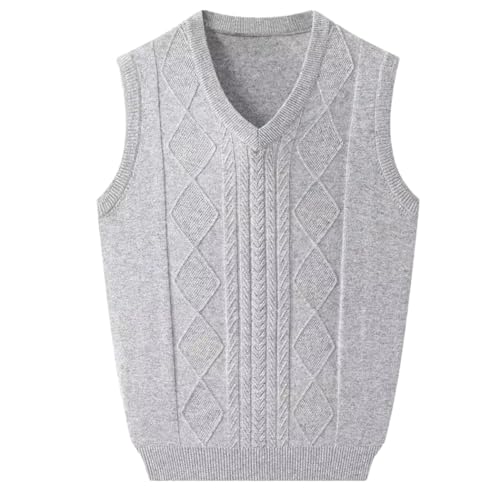 Men's Thickened Sweater Vest V-Neck Knit Pullover Sleeveless Solid Color Winter Casual Warm Tops