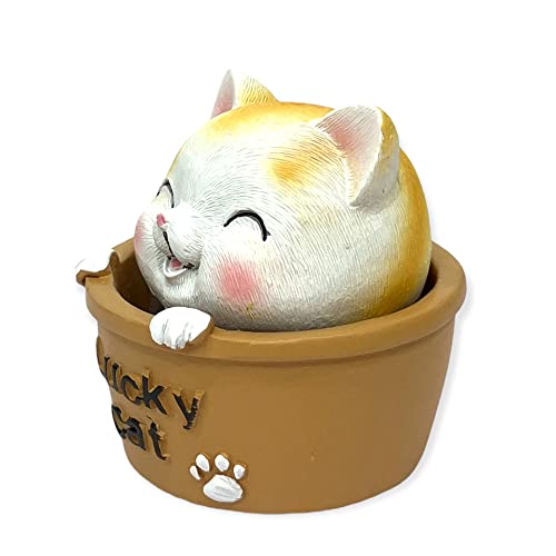 Image of AUGEN Polyresin Cute Cat Happy Bobblehead Idol Statue Showpiece for Home Decor Decoration and Gifting (1 Piece,7532F)