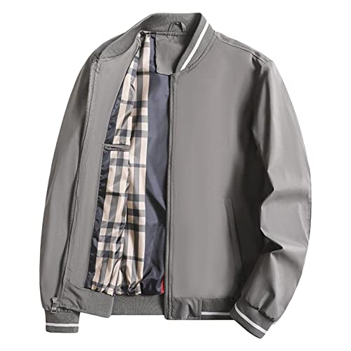 Maiyifu-GJ Men's Lightweight Flight Jacket Spring Fall Softshell Bomber Coat Outwear Full-Zip Military Windbreaker Sportswear (Dark Grey,Small)