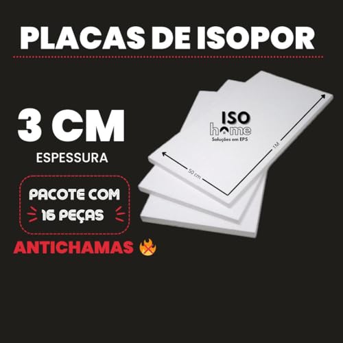 16 PLACAS DE ISOPOR ANTICHAMAS COM 30MM (3 CM) DE ESPESSURA - 100x50x3 CM - PARA FORRO