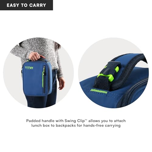 Image of Titan by Arctic Zone Fridge Cold Lunch Box with 2 Gel Ice Packs, Small Insulated Cooler Bag with Leak Proof Lining for School and Work, Nightfall