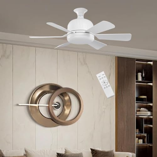 Ventilateur de plafond E27 avec lampe télécommandée blanc pour salon