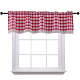 Curtain Valances for Windows Gingham Cotton Blend Window Curtains for Kitchen Living Dining Room 58