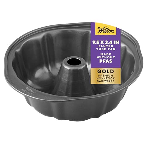 Wilton Gold Non-Stick 9.49 in Fluted Bundt Cake Pan, Stainless Steel Bakeware, Made without PFAS, Packaging May Vary