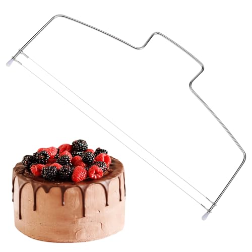 JJQHYC Cortador de Tartas 32 cm, Acero inoxidable, con Altura Ajustable Lira para Cortar Bizcocho, Sierra para Tartas