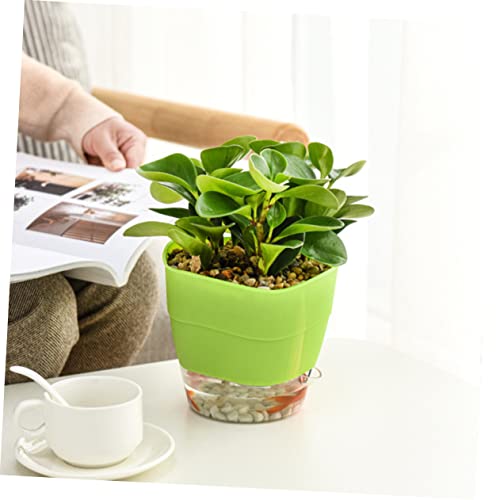 Sosoport 505175A045JRM 4 Pcs Flowerpot Automatic-Watering Pot Self- Cleaning Fish Tank Self-Watering Plant Pot Decorative Plants Containers Flower Pots Fish Tank Fish Bowl Round Plastic Office Planter thumb #6