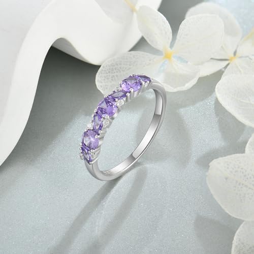 Marquise Cut Birthstone Eternity Rings for Women, Sterling Silver 925 Stacked Engagement Rings for Her Wedding Band, Size 5-104