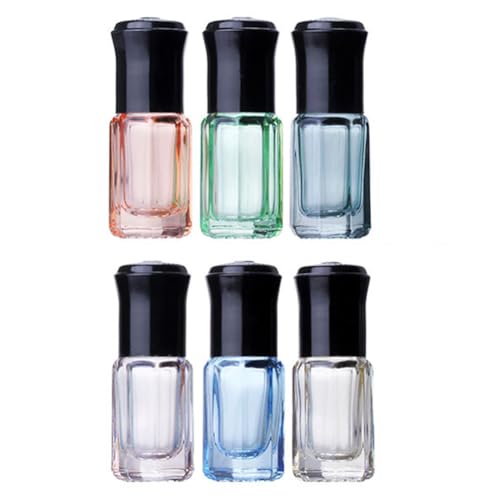 6 botellas de vidrio transparente vacías recargables de 3 ml con...