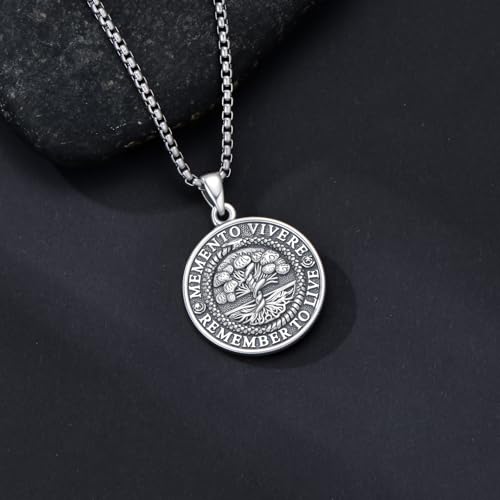 SIMONLY Memento Mori Necklace for Men 925 Sterling Silver Memento Mori Pendant Gothic Skull Pendant Amulet Protection Jewelry Gifts3