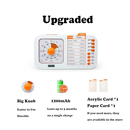 Bothidea Chargeable Task Timer, to-do List with Visual Timer for Adults and Students, Daily Chore Board for Kids, 60-Minute Visual Timer for Classroom, Office and Home, Time Management Tool., White - Image 4