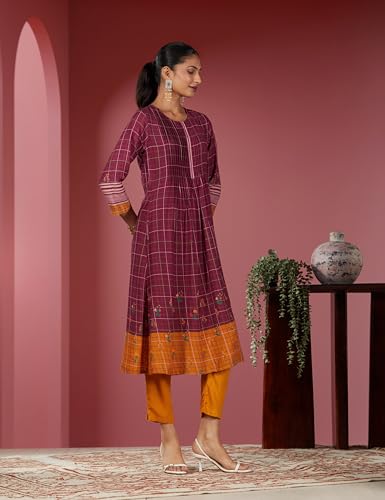 Image of BIBA Women Rayon Asymmetric Printed Suit Set